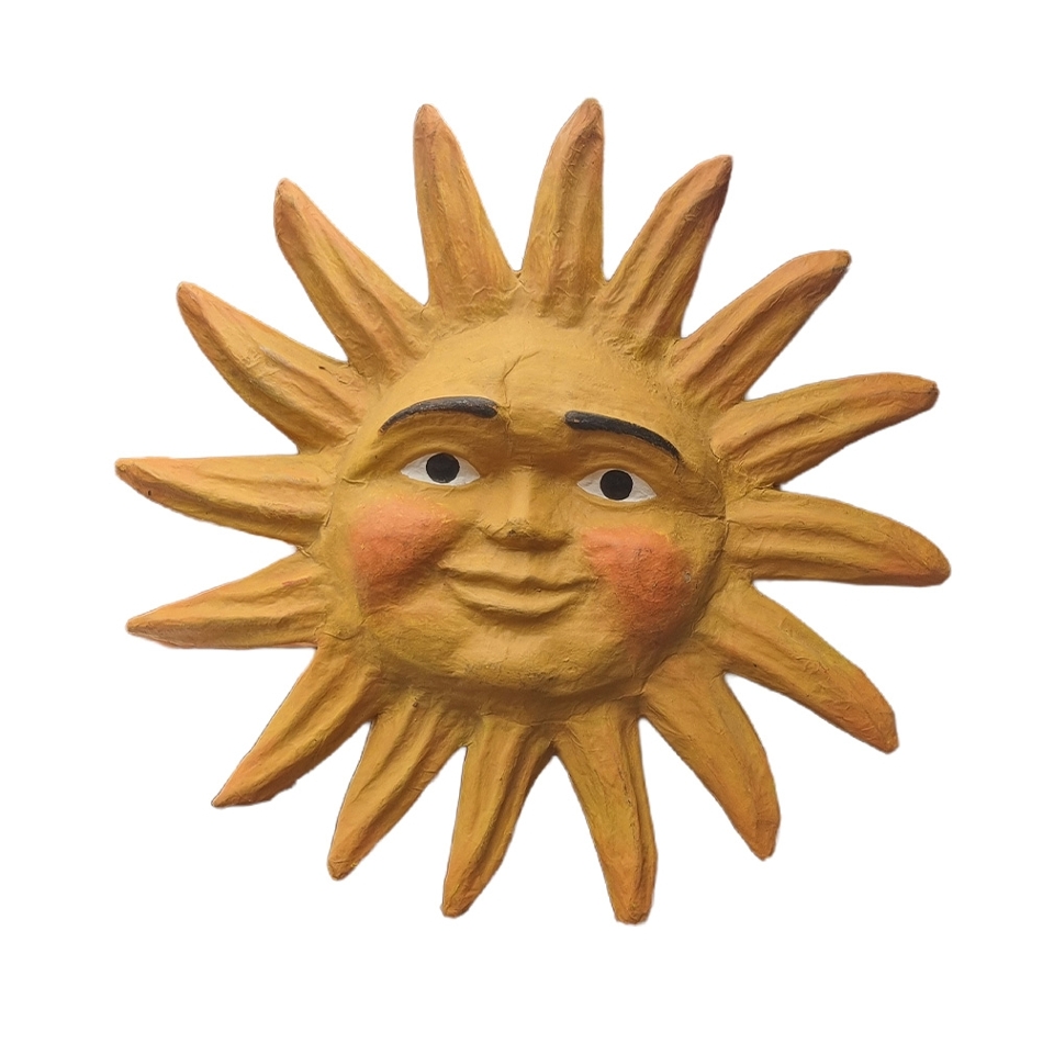 Hanging Paper Mache Sun w/ Face Medium - Painted (Dia: 50cm)