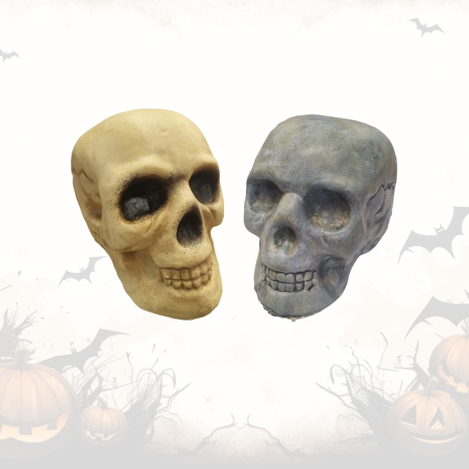 Human Skull Medium: Plastic Assorted (H: 15cm x L: 17cm x W: 14cm)