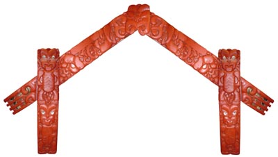 Maori Carving #32 Meeting House (H: 2.9m x W: 4.8 x D: 0.6m/ Doorway H: 2.25m x W: 2.6m)