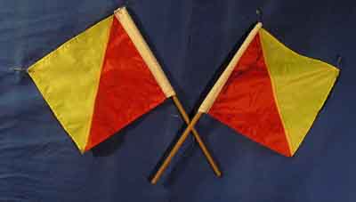 semaphore signal flag polyester (0.3m x 0.3m   stick 0.54m) [x=2]