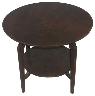 Coffee Table #004 Dark Wood 2 Tier (H49cm  61cm dia)