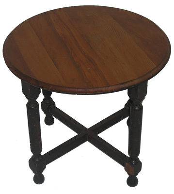 Coffee Table #005 Dark Wood Cross Bracing H49cm 55cm dia)