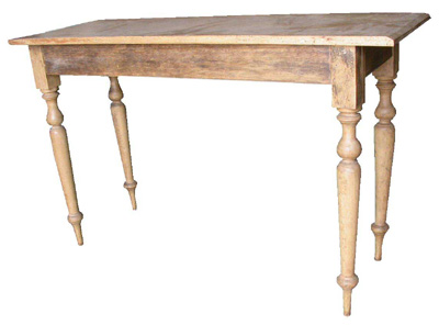 Small Kauri side Table #006 Turned Leg (H: 74cm D: 43cm W: 122cm)
