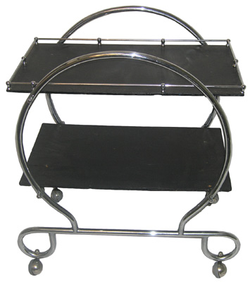 Art Deco Trolley #053 Black & Chrome (H: 87cm W: 74cm D: 48cm)