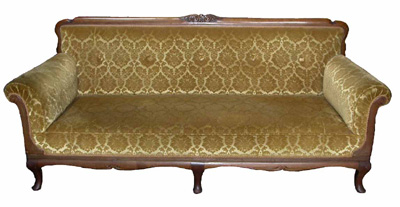 French Velvet Brocade Sofa #08 Gold ( matches 2 x Armchairs)