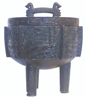 Bowl Mayan/Aztec 3 Legged w Lid