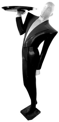 Waiter Black White w Tray Life Size (H1.85m x W0.7m) [x=2]