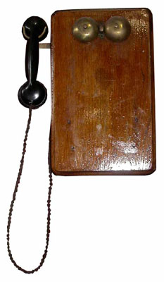 Telephone Wall Mounted Old Wooden
