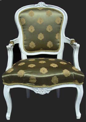 Armchair #12 Louis XV1 Gold w White Frame (H: 0.92m x W: 0.61m x D: 0.42m)