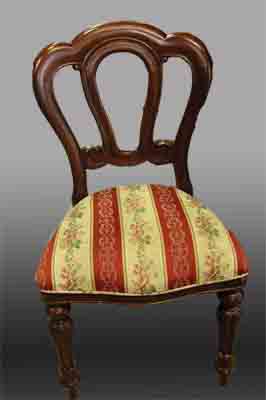 Dining Chair #001 Red Cream Stripes (0.9m x 0.54m x 0.52m) [x=4]