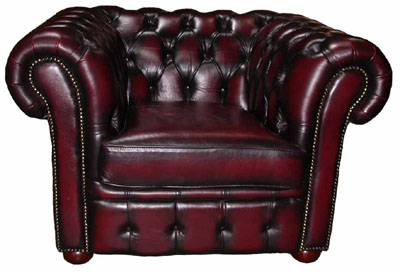 Armchair #08 Chesterfield Red Leather (matches sofa) (x2) (0.73m x 1.13m x 0.98m)