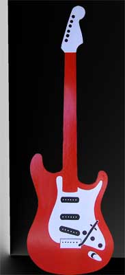 Guitar Large Cutout  Red  Free Standing