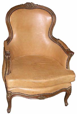 French Armchair #09 Tan Leather (0.94m x 0.75m x 0.85m)