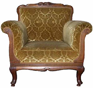 Armchair #10 French Velvet Gold Brocade (H: 0.85m x W: 0.8m x L: 0.75m)