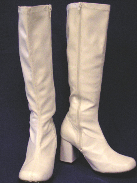 knee high flat white boots