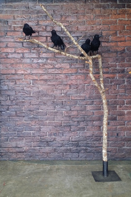 Branch & Stand with Four Black Crows