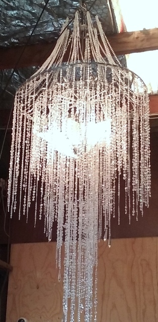 Chandeliers Hanging. (working) 1 m wide x 3m drop. (2 in stock)