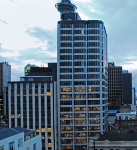 Auckland City Backdrop w/ Sky Tower. (vinyl)  6m x 5m