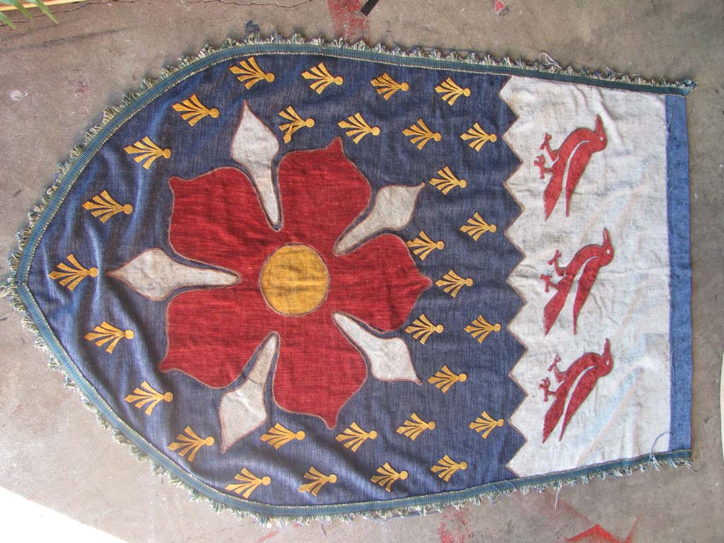 Banner Blue with Red Flower and 3 Birds. 1.7m x 0.7m