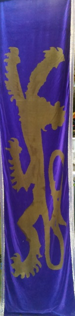 Banner with Lion Purple Velvet  (W86cm Drop320cm) 2 available.