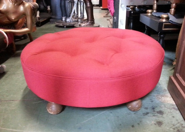 Pouffe Red Linen (1.2m dia)