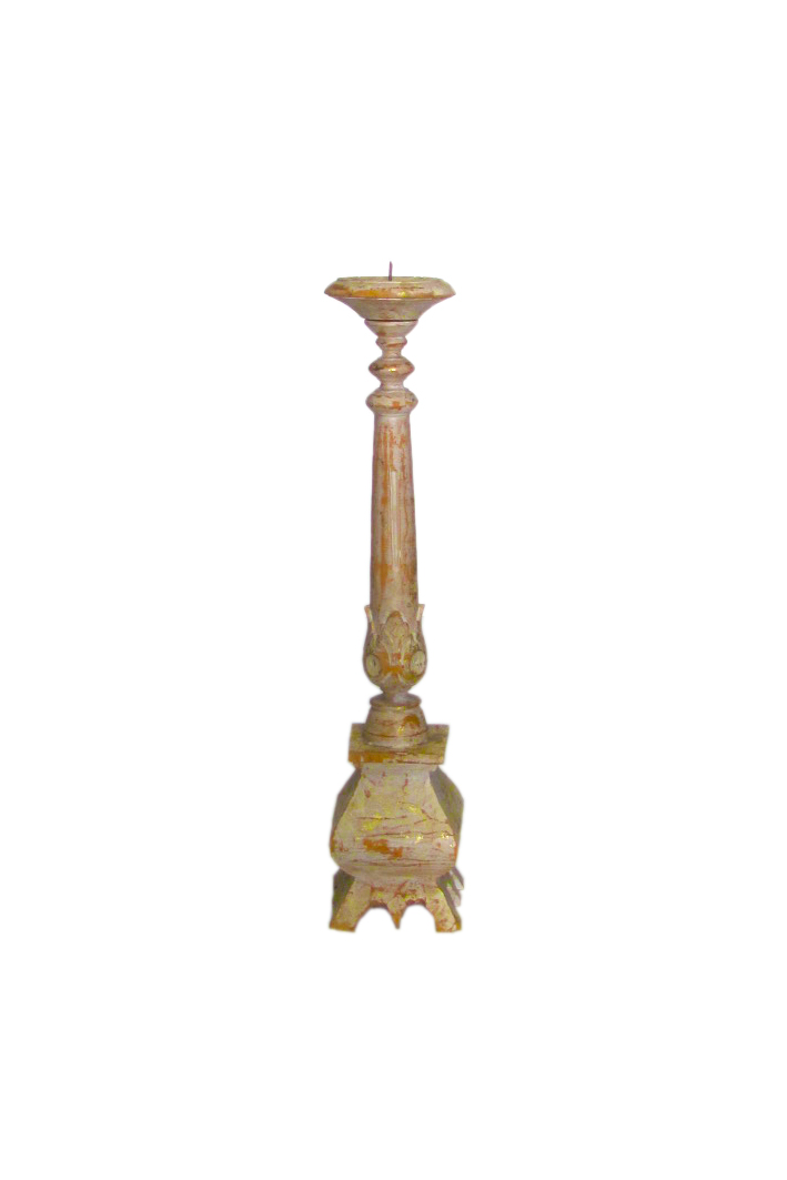 Standing Candelabra White Wood Small - 1pt Spike  (0.6 m)