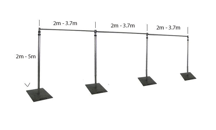 Adjustable Framing for curtains/backdrops 7m-10m wide x 2.5m-5m high