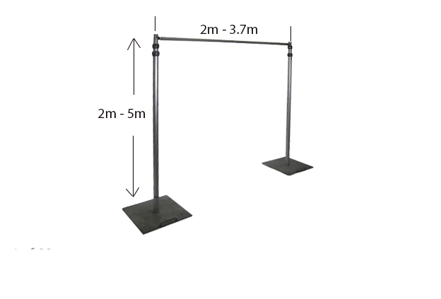 Adjustable Framing for curtains/backdrops 2m-3.7m wide x 2.5m-5m high