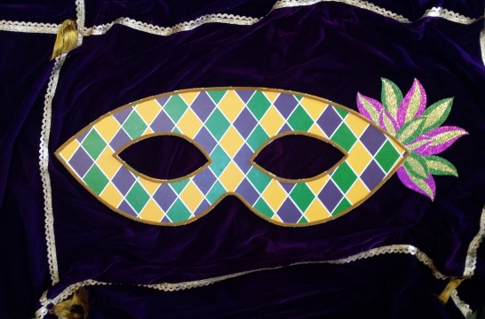 Mardi Gras Mask, Wooden (1.4m x 0.47m) 2 available