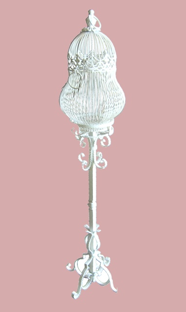 Birdcage #02 Victorian on Stand  White (2 parts) (H143cm x Dia31cm)