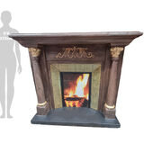 Fireplace #1 Dark Wood w/ Gold (H: 1.3m x W: 1.5m x D: 0.4m)