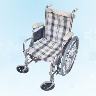 Wheelchair (G) Tartan Fabric (H: 0.9m W: 0.6m D: 0.7m)