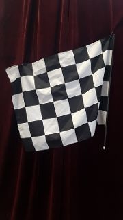 Chequered Racing Flag Small (0.8m x 0.7m, stick: 1.5m)