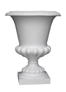 Urn (L) White Square base (External H: 60cm x Dia 47cm)