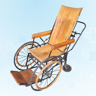Wheelchair (A) High Back Leather Seat (H: 1.24m W: 0.7m D: 1.3m)