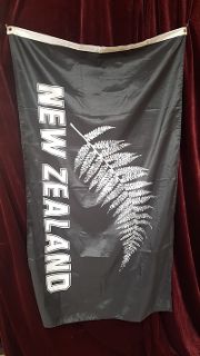New Zealand Silver Fern on Black Flag (1.5m x 0.9m)