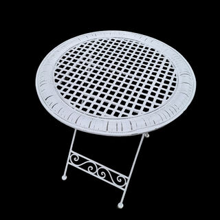 Table White Wrought Iron Folding (H: 0.78m x D: 0.71m)