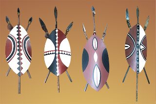 Shield  African Native Masai w/ Spears