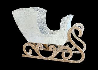 Sleigh White and Gold Small Statue (H: 0.79m x W: 0.35m x D: 1.1m)