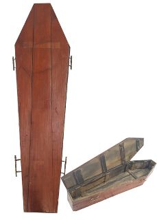 Coffin #11 Wood Basic - Battered (L: 1.8m x W: (widest)0.5m (smallest) 0.18m x H: 0.28m)