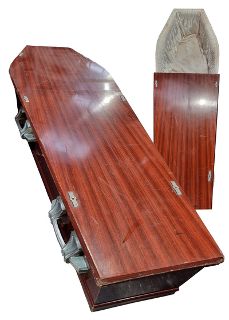 Coffin #12  Polished Woodgrain - Battered (1.8m x 0.8m x 0.4m approx)