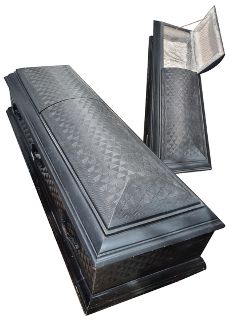 Coffin #2 Black part opening - Battered (2.06m x 0.7m x 0.54m)