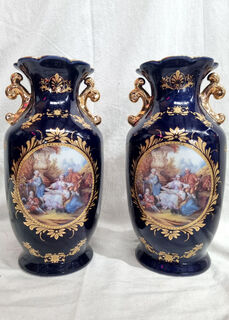 French Style Vase - Blue, Porcelain (H: 30cm x Dia: 15cm)