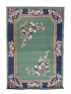 Rug #345 Floral w/ Border Green, Blue & Pink (1.2m x 1.6m)