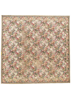 Rug #474 Floral Yellow, Cream & Green - Worn (4.1m x 3.16m)