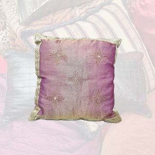 Cushion Small - Purple Silk w/ Embroidery (38cm)