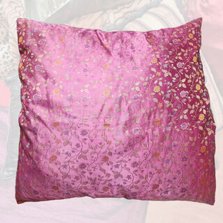 Cushion Large - Purple Floral Silk (60cm)