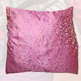 Cushion Large - Purple Floral Silk (60cm)