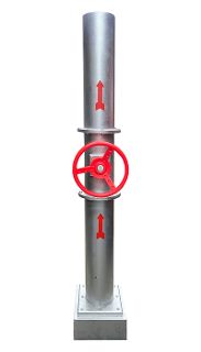 Silver Factory Pipe Column w/ Red Spinning Wheel (H: 2m W: 0.35m)