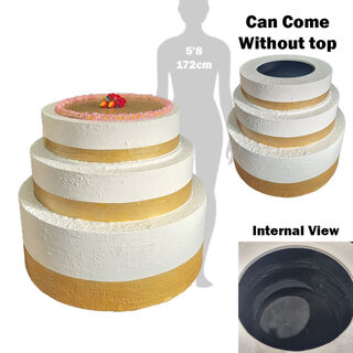 Cake XLarge Jump Out (External H: 106cm Bottom Tier D: 120 cm x Top Tier Dia 67cm. Internal H: 86cm x Dia: 50cm)